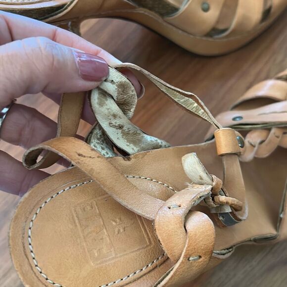 Frye Grace platform wedge rustic heels leather 8.5 - Picture 6 of 8